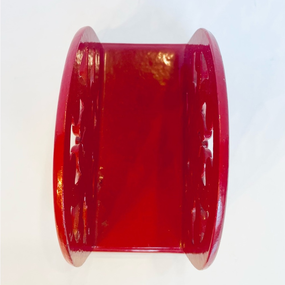 Heavy Made Cast Iron Napkin Holder Home Red Enameled 5” Tall x 5.5” Long - Picture 7 of 7